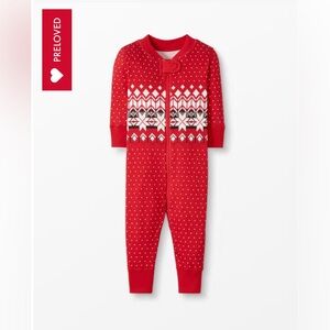 Hanna Andersson baby zip sleeper organic cotton heritage fairisle in red 85cm 2T